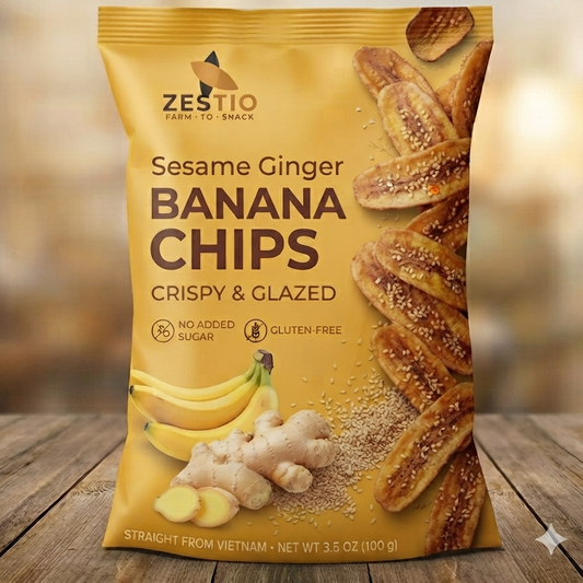 Zestio Sesame Ginger Banana Chips bag