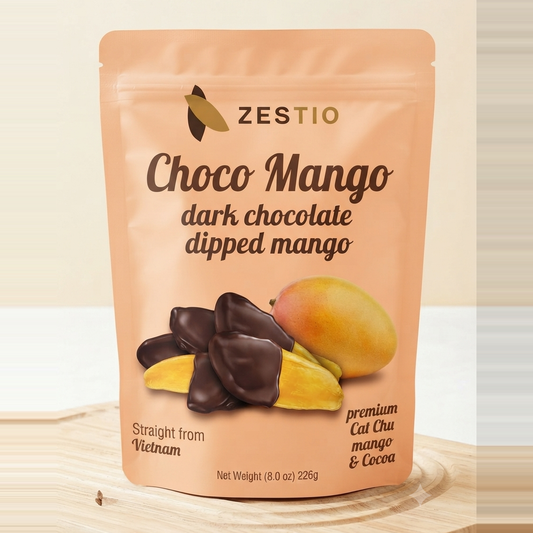 Zestio Choco Mango dark chocolate dipped mango bag