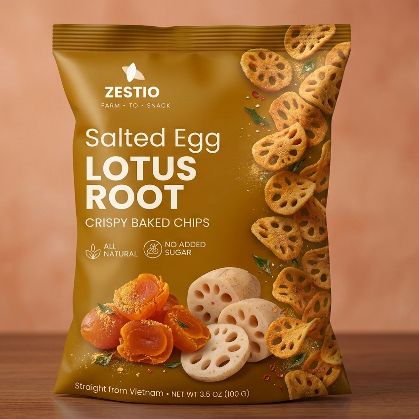 Salted Egg Lotus Root — Crispy Baked Chips
